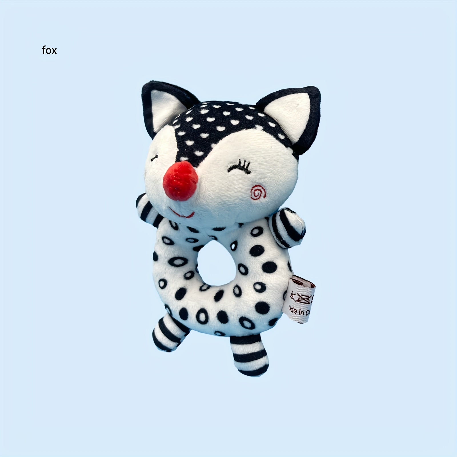 Baby Rattle and Grip Toy Set for Infants and Toddlers Black and White Elephant Fox Durable Polyester Early Education