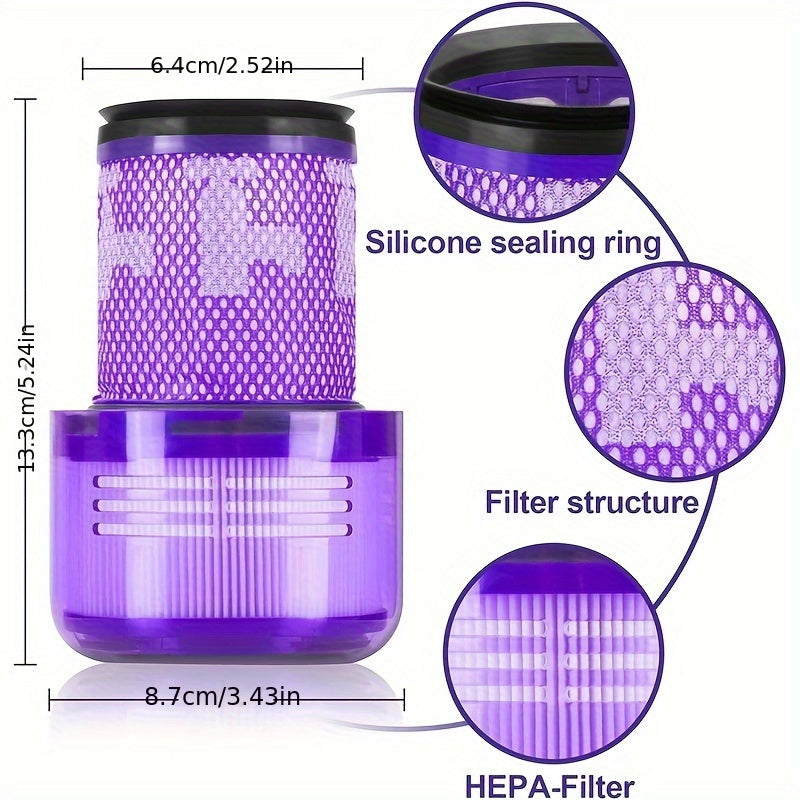 V12 Slim tozalash qurilmalari uchun mos keladigan 3 ta yuviladigan HEPA filtrlari to'plami