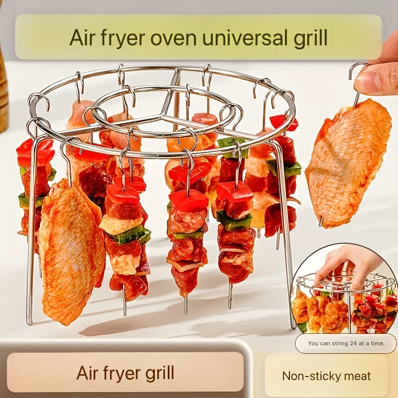 Stainless steel air fryer skewer rack 24pcs for meat vegetables compatible with 3.5qt-5.5qt