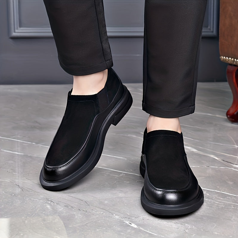 Mocasines negros para hombre con suela de goma antideslizante y forro de PU