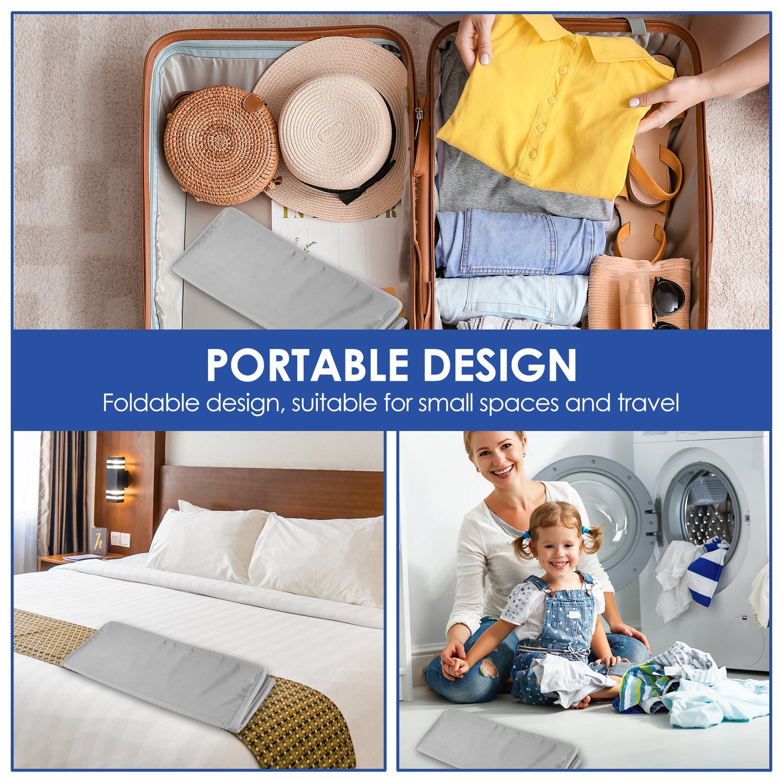 Alfombrilla de planchar plegable portátil impermeable resistente al calor colgante sobre la puerta