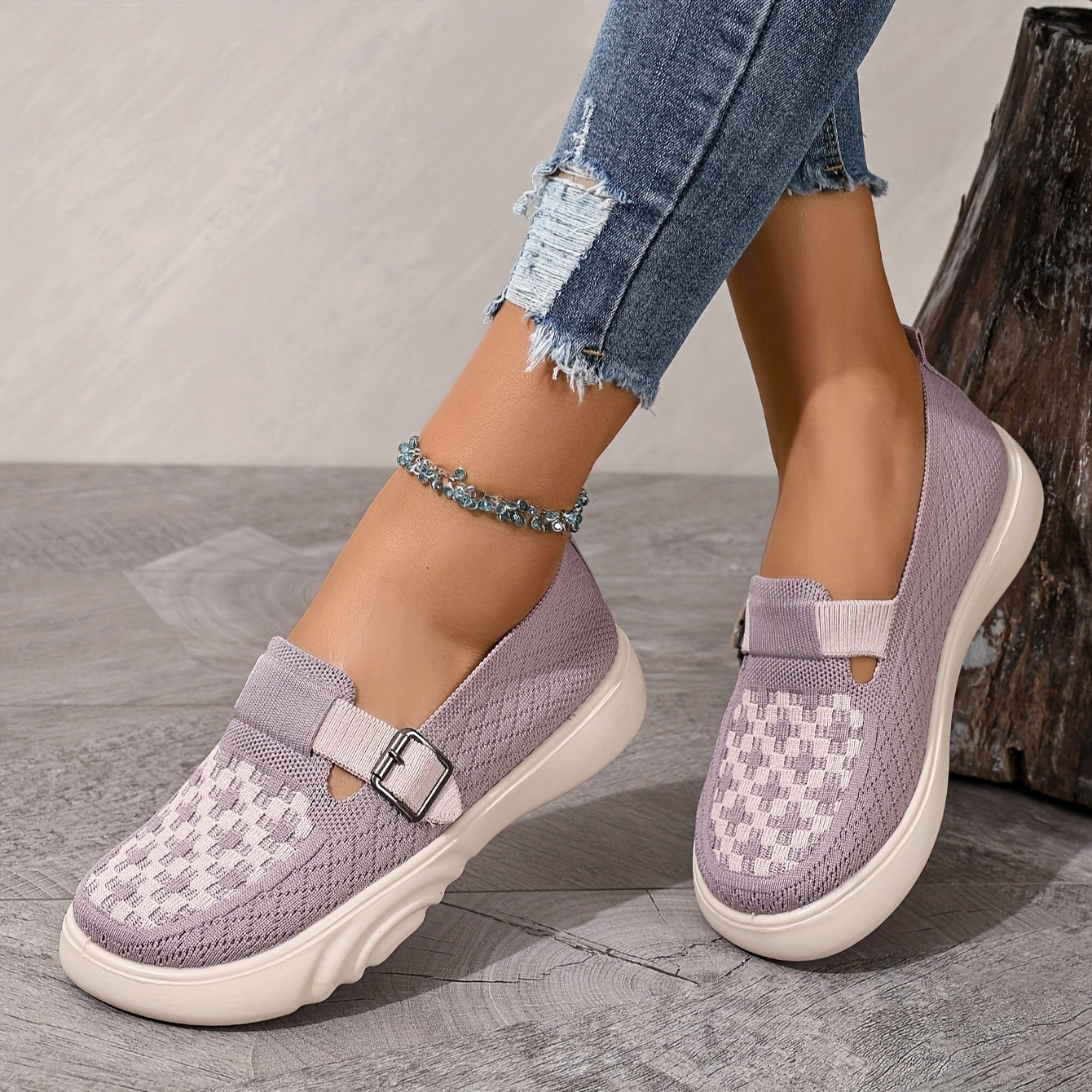 Women's Breathable Mesh Flat Shoes Casual Slip-On Loafers White