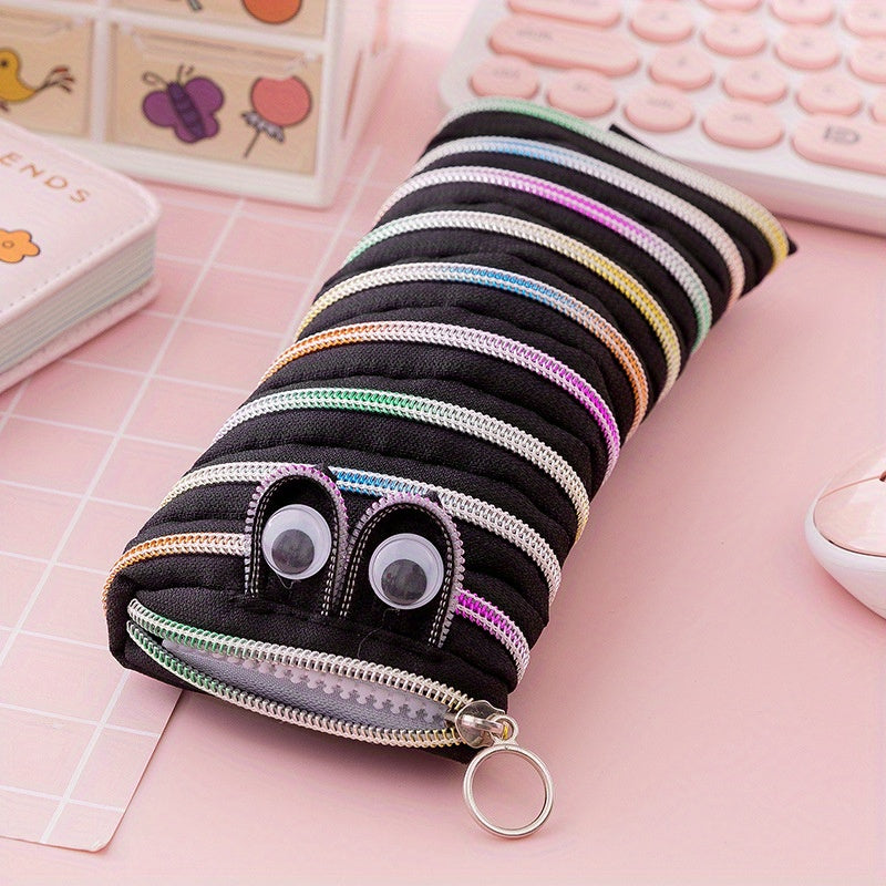 Cute Caterpillar Pencil Case with Large Capacity for Students and Makeup Storage