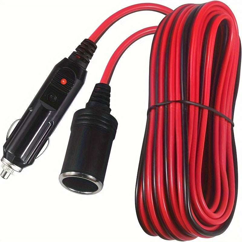 Cable de extensión para coche 3M 12V 24V Cargador de batería con luz LED y fusible