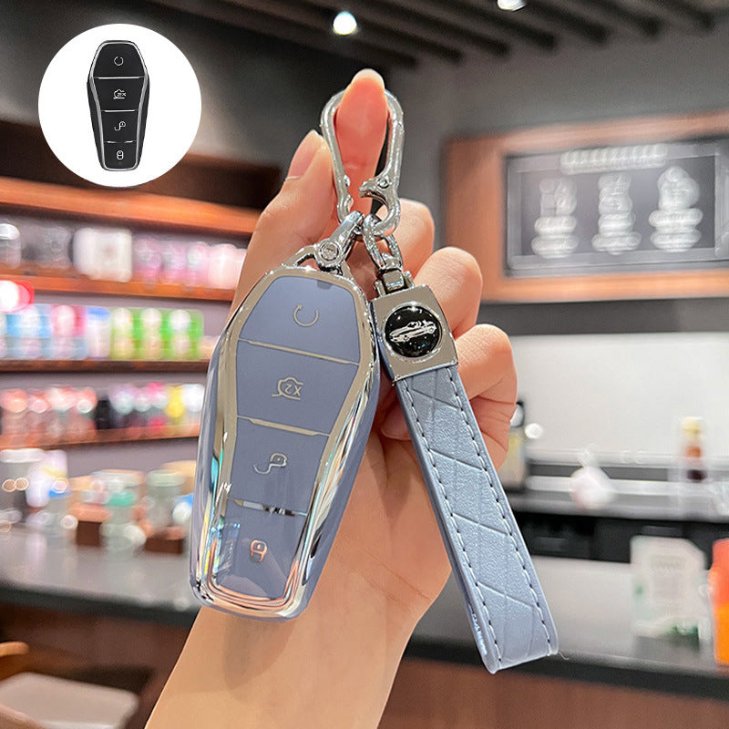 Car Key Fob Case Cover TPU Remote Shell with Keychain for EVs