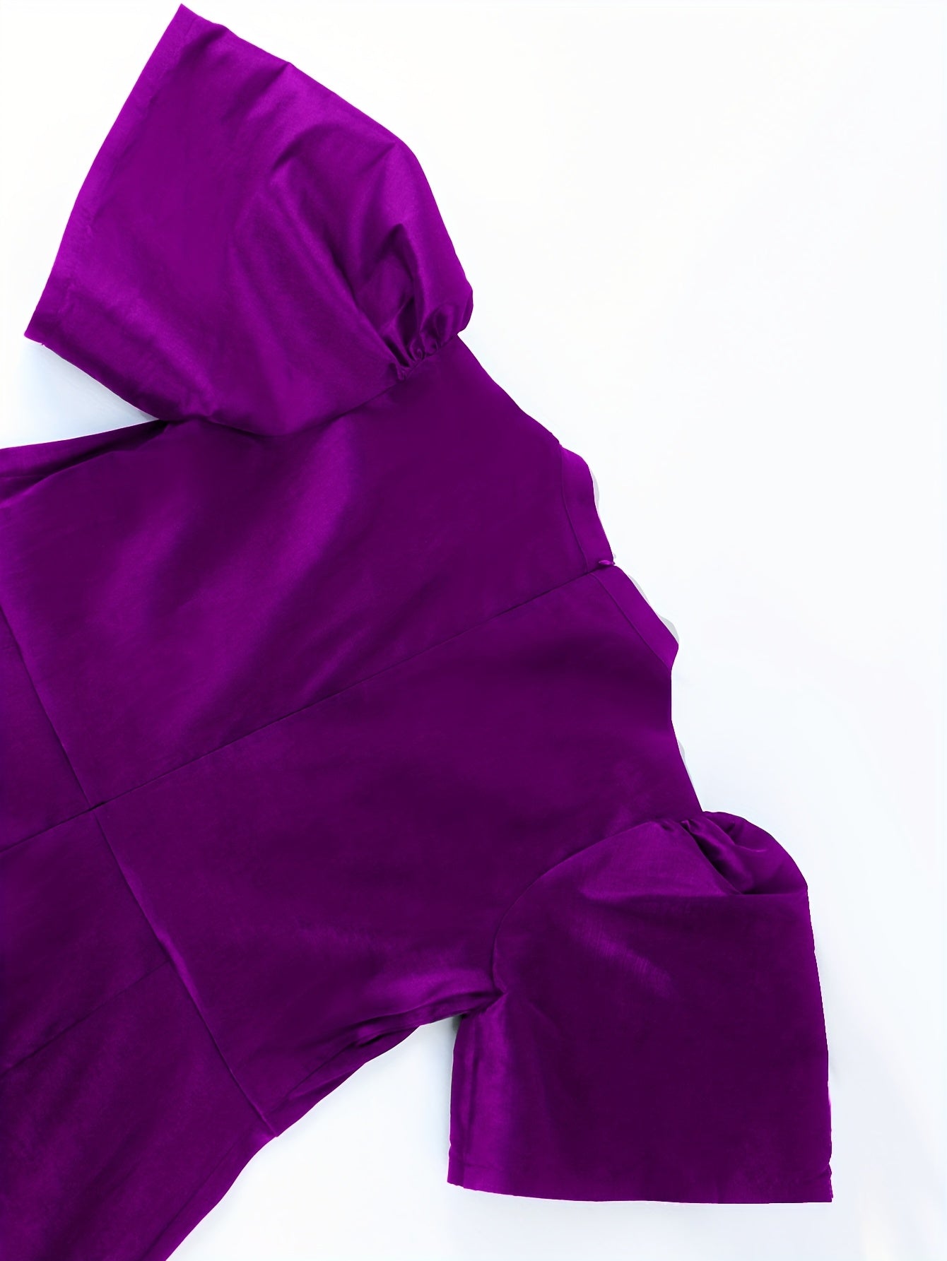 Plus Size Purple Lace-Trim Maxi Dress for Women Flared Short Sleeve Party