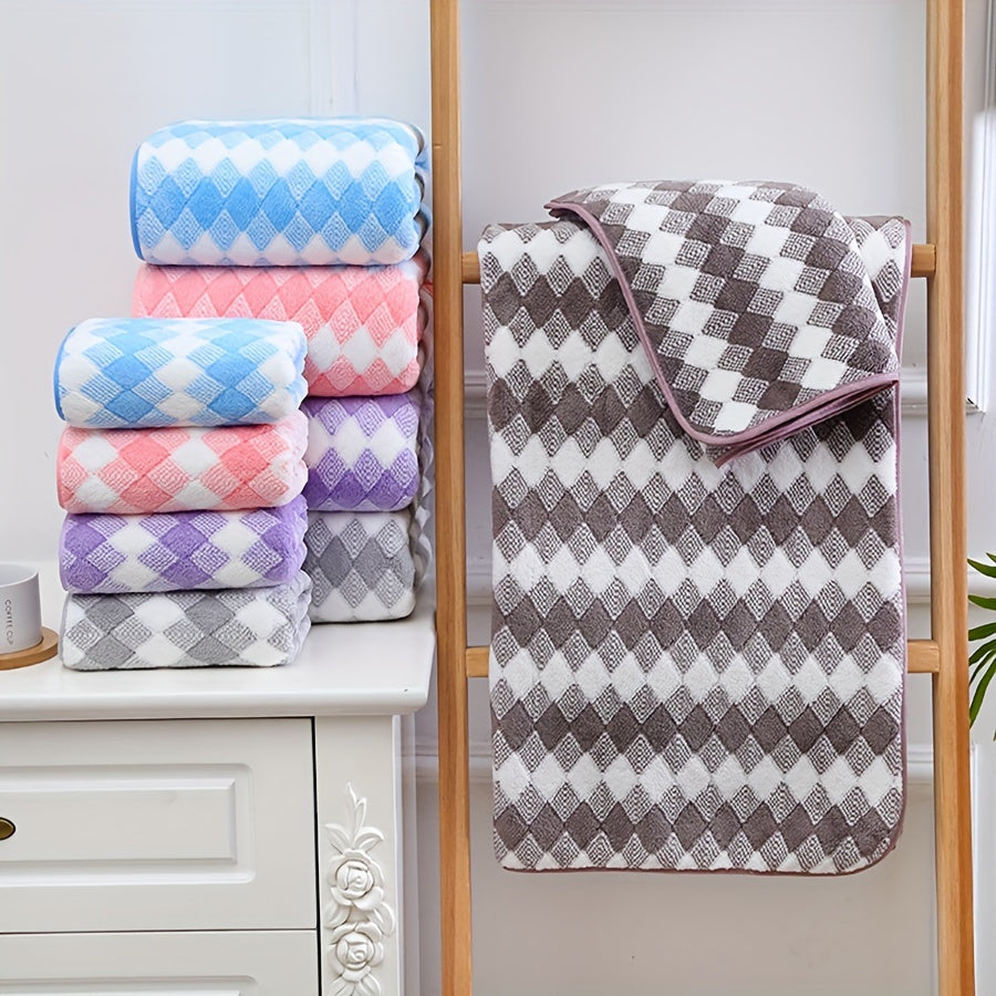 Lattice Cotton Towel Set with Hand and Bath Towels Quick-Drying Soft Skin-Friendly