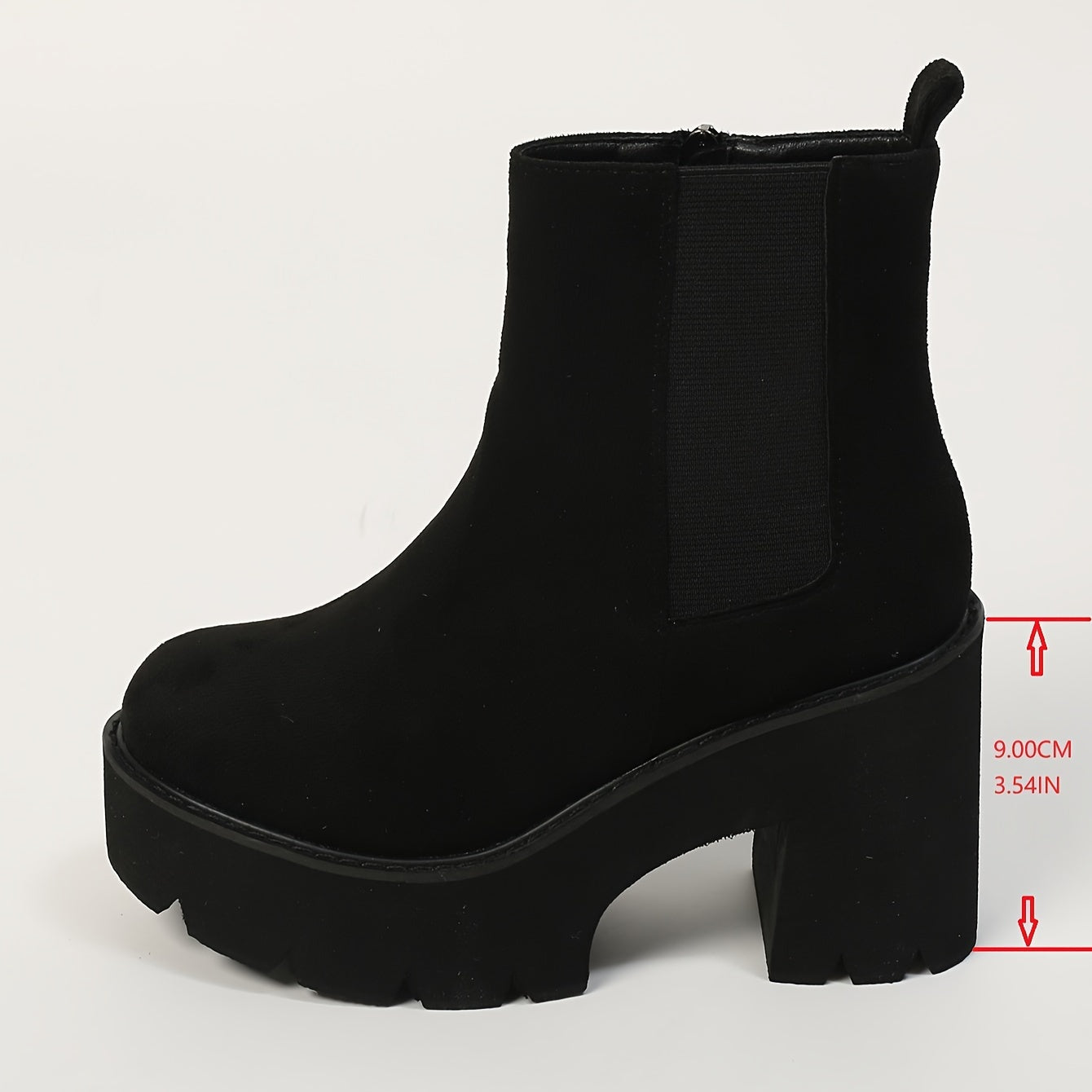 Women's Solid Color Platform Boots with Chunky Heels and Round Toe