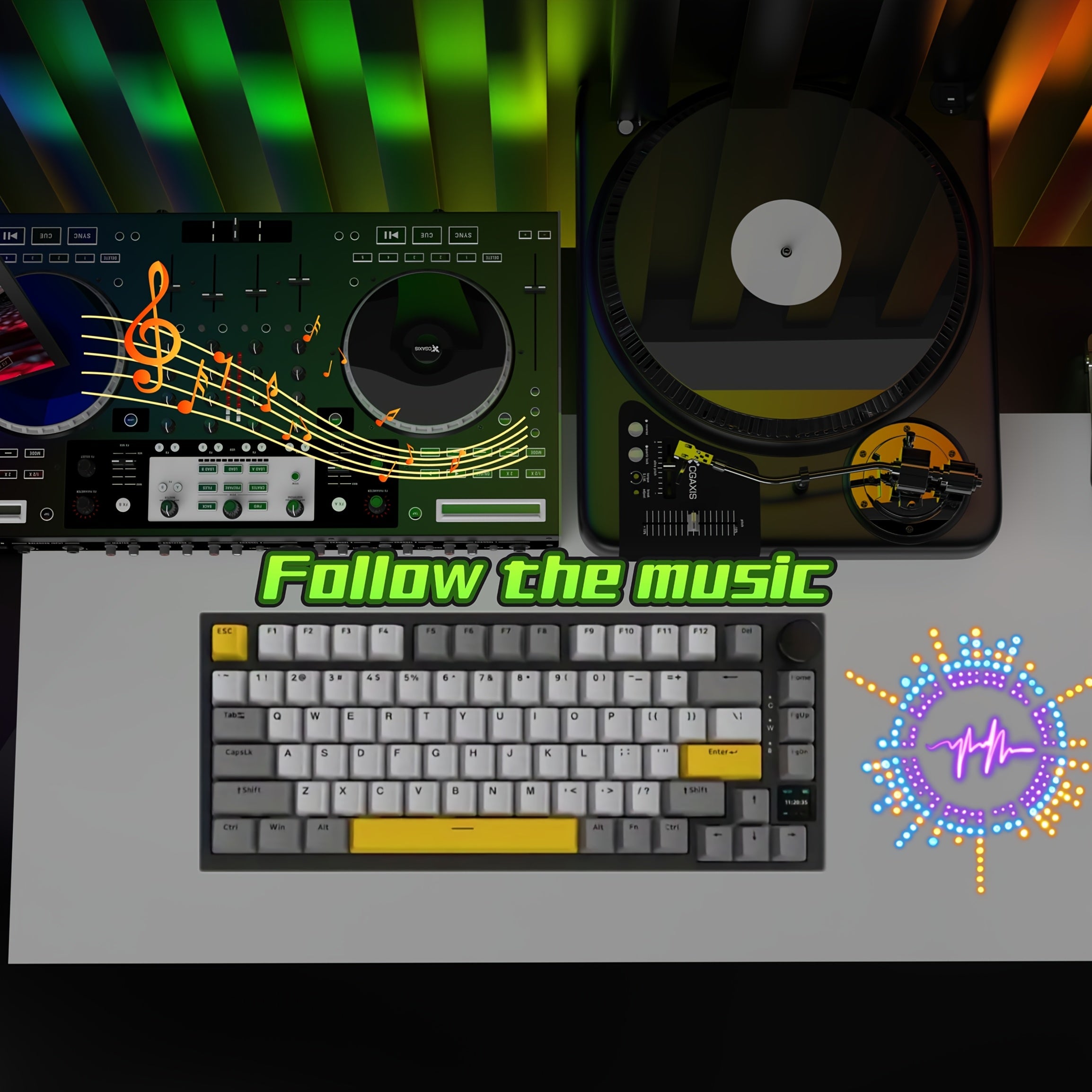 75% Mechanical Keyboard with TFT Display RGB LED Wireless Wired USB-C Knob Control Black Gray Yellow