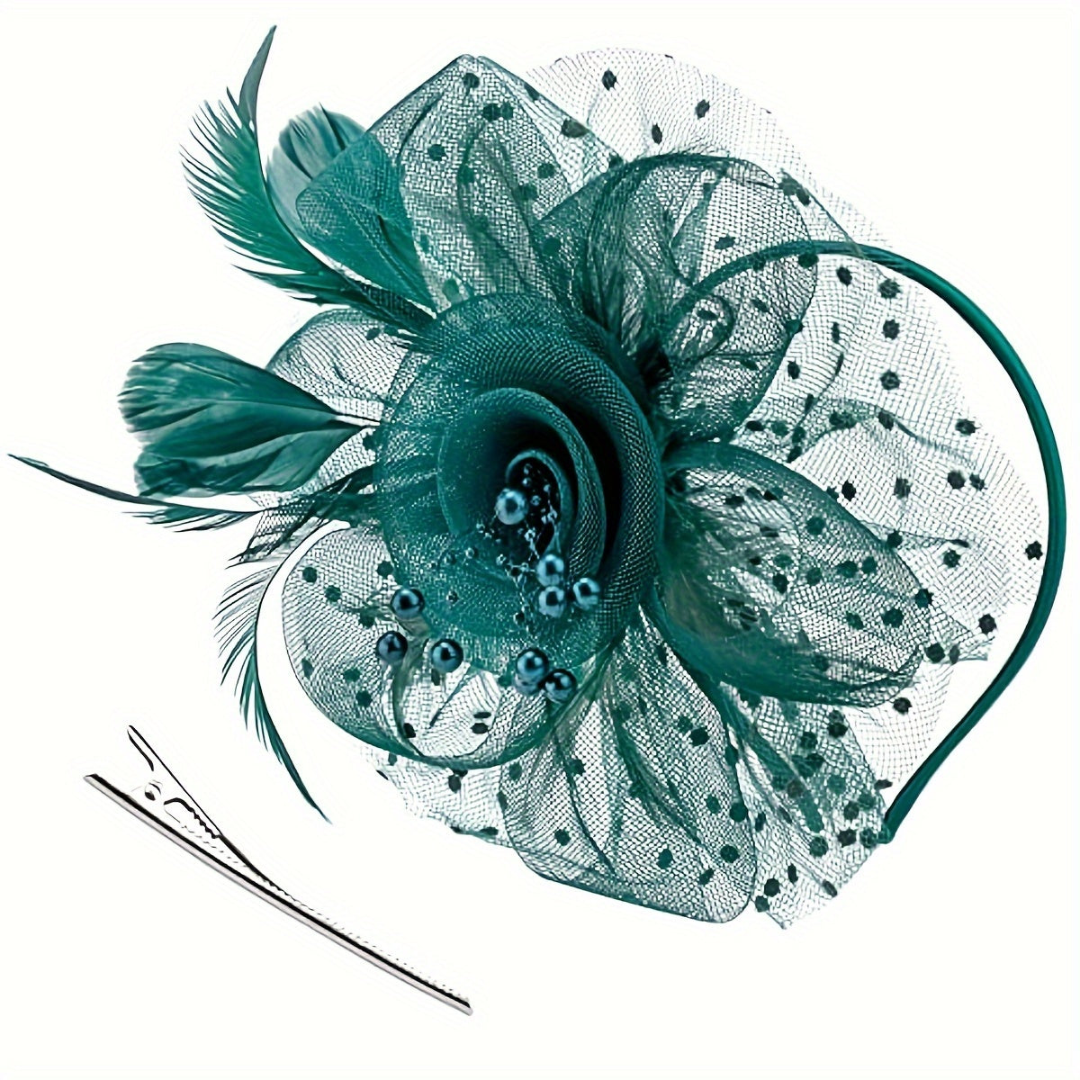 Ayollar uchun Vintage Chic Fascinator Shlyapa - Chiroyli Tarmoq Gul, Qush Tuxumlari va Klipli Boshband bilan 50-yillar va 60-yillar uslubida - Choy Partiyalari, Derby Kuni, To'ylar va Retro Yig'ilishlar uchun ideal