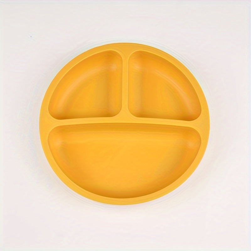 Three-Compartment Silicone Dinner Plate Soft Durable High-Temperature Resistant for Training