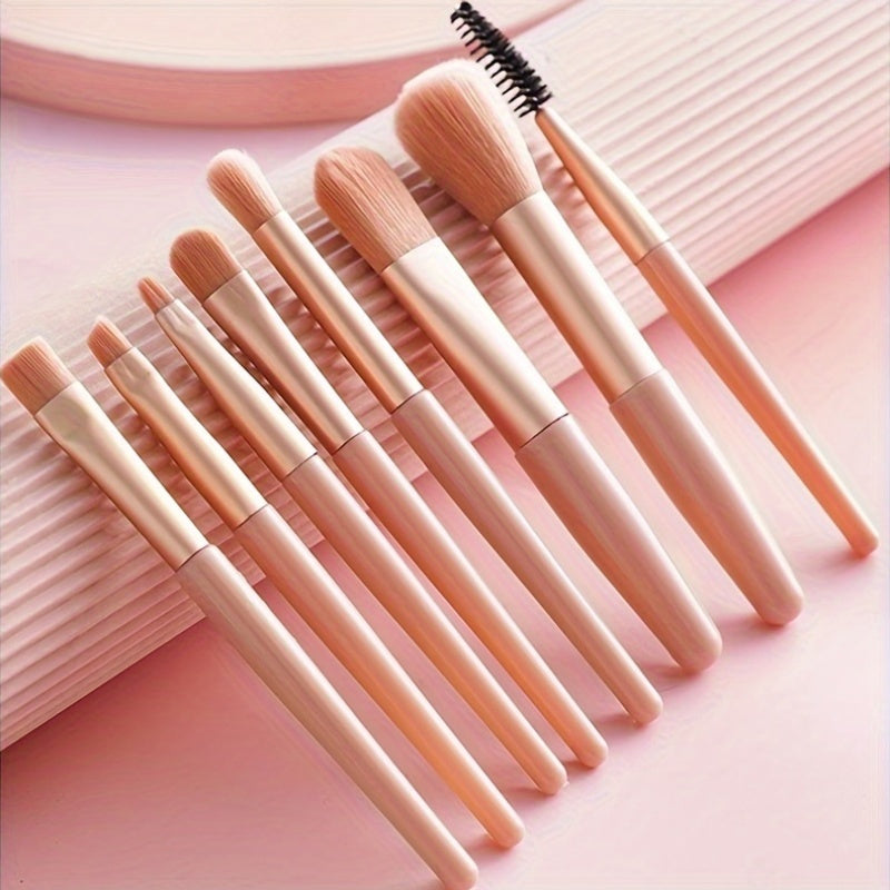 8-Piece Makeup Brush Set for Combination Skin Squirrel Hair Oval Brushes Foundation Eye Shadow Beginner Friendly