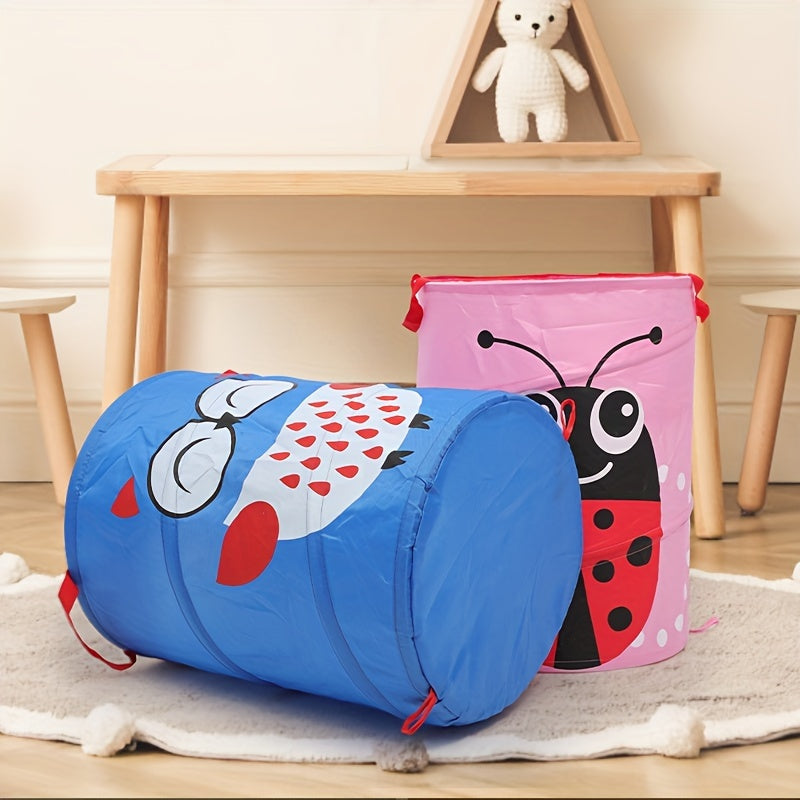 1 dona Qiziqarli Dizayn Katta O'yinchoq Savat Tashkiliy, O'yinchoqlar, Kiymlar va Kiyimlar uchun Saqlash Qutisi, Bolalar uchun Beetle, Bumblebee, Owl yoki Monkey dizaynida Qaytariladigan Kir yuvish Savati.