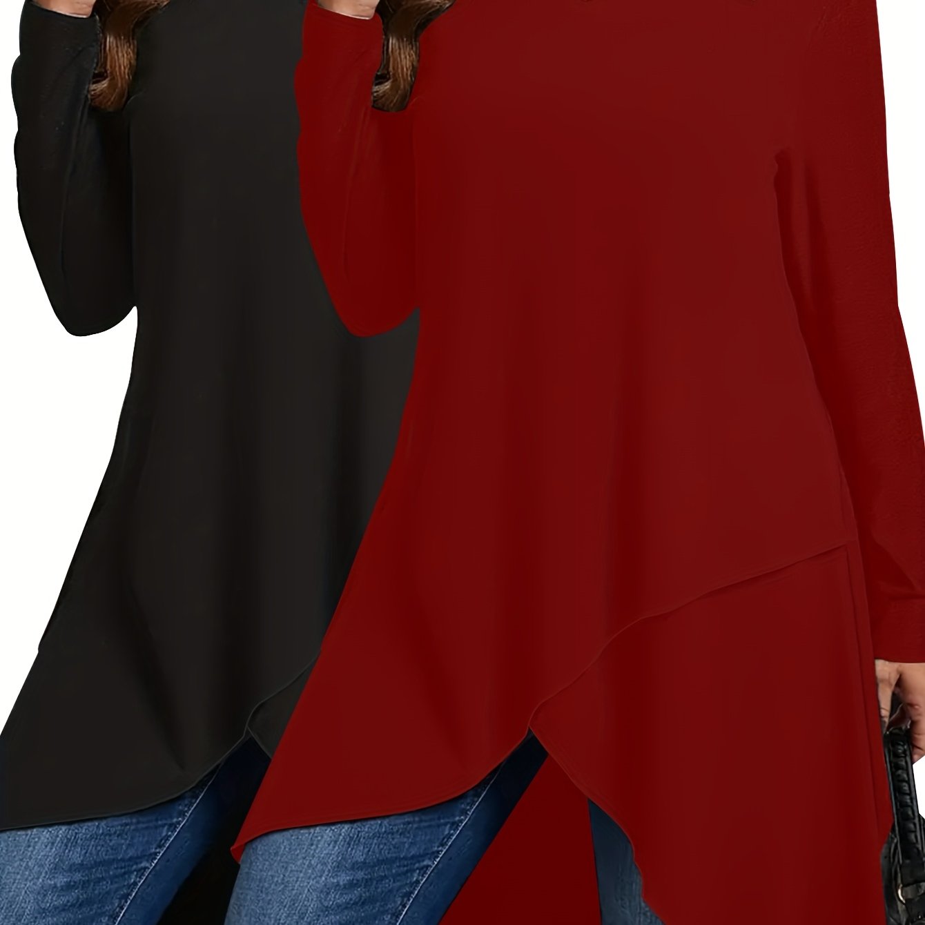 Women's Long Sleeve T-Shirts Set Polyester Crew Neck Solid Colors Spring Summer Fall