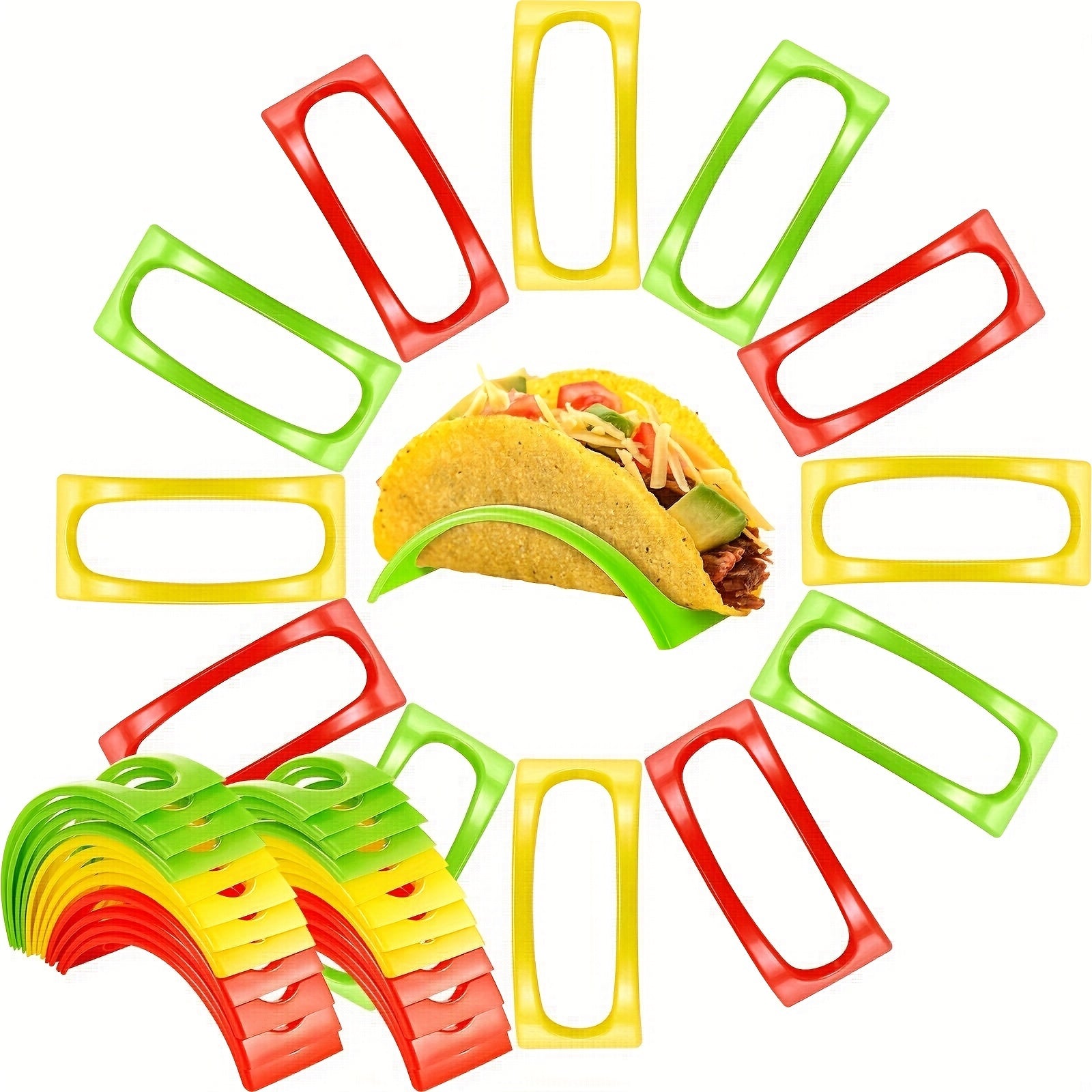 Colorful Reusable Taco Holder Set Includes 3 6 12 and 18 Pieces Kitchen Utensil