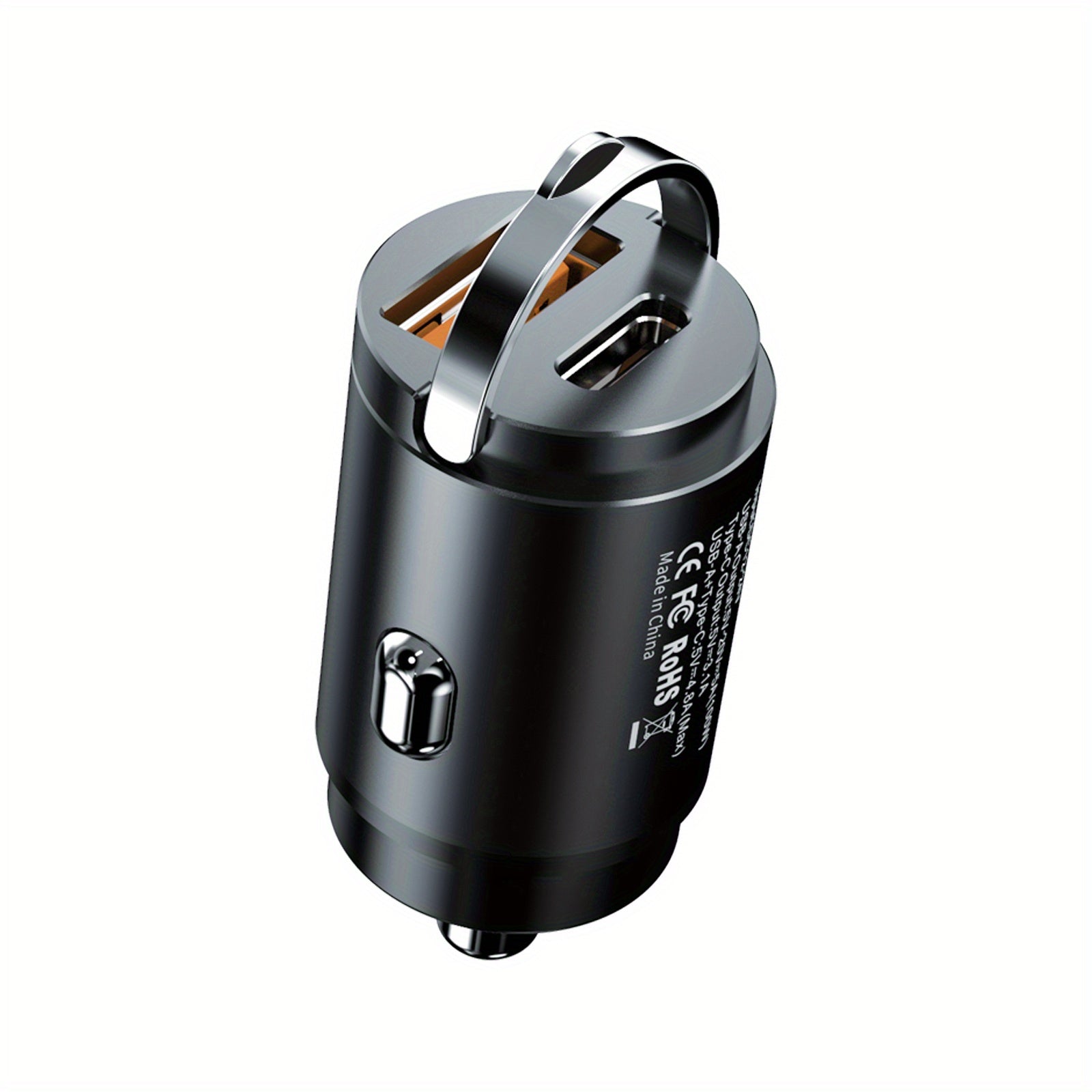 Mini USB Car Charger Dual Port 100W Fast Charging Metal Finish