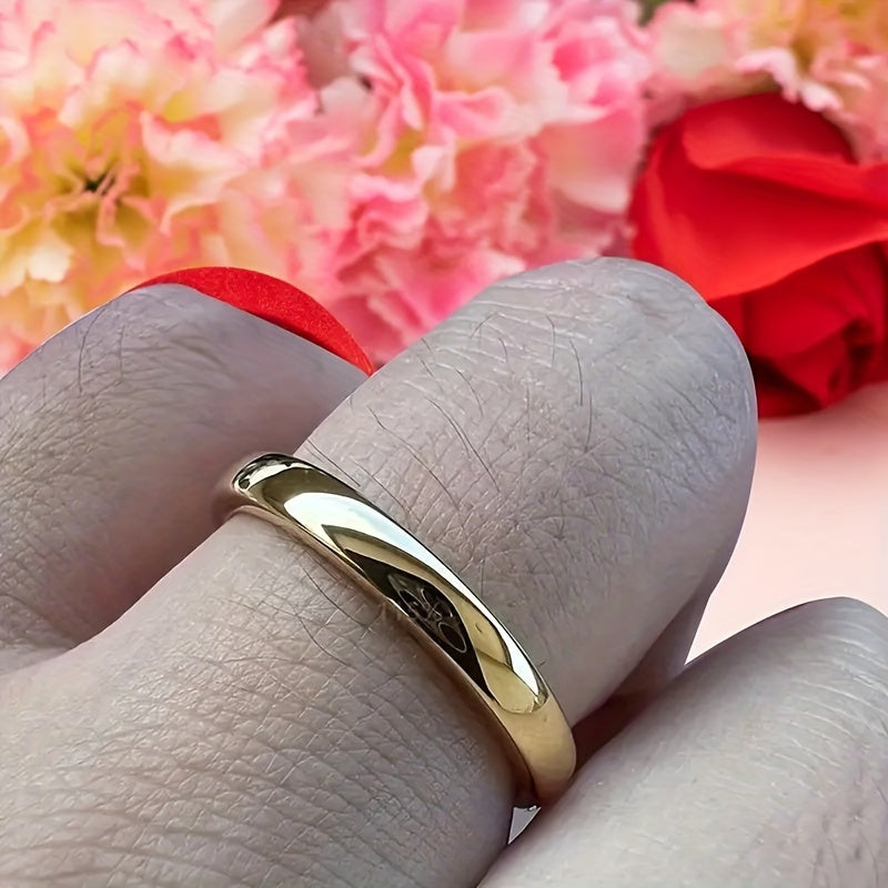18k Gold-Plated Tungsten Steel Ring 4mm Wedding Engagement Jewelry