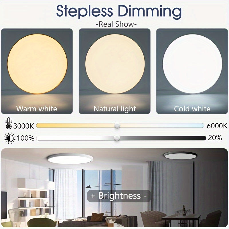Smart Ceiling Light 18-80W Dimmable LED App Remote Control Adjustable Moisture Proof for Bedroom Living Room