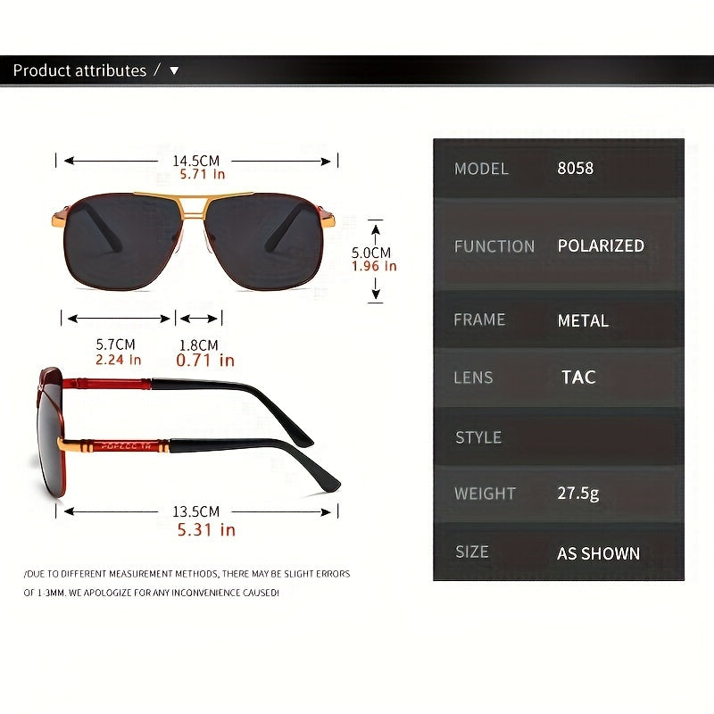 Polarized Driving Sunglasses Set for Men and Women Large Metal Sun Shades for Outdoor Activities