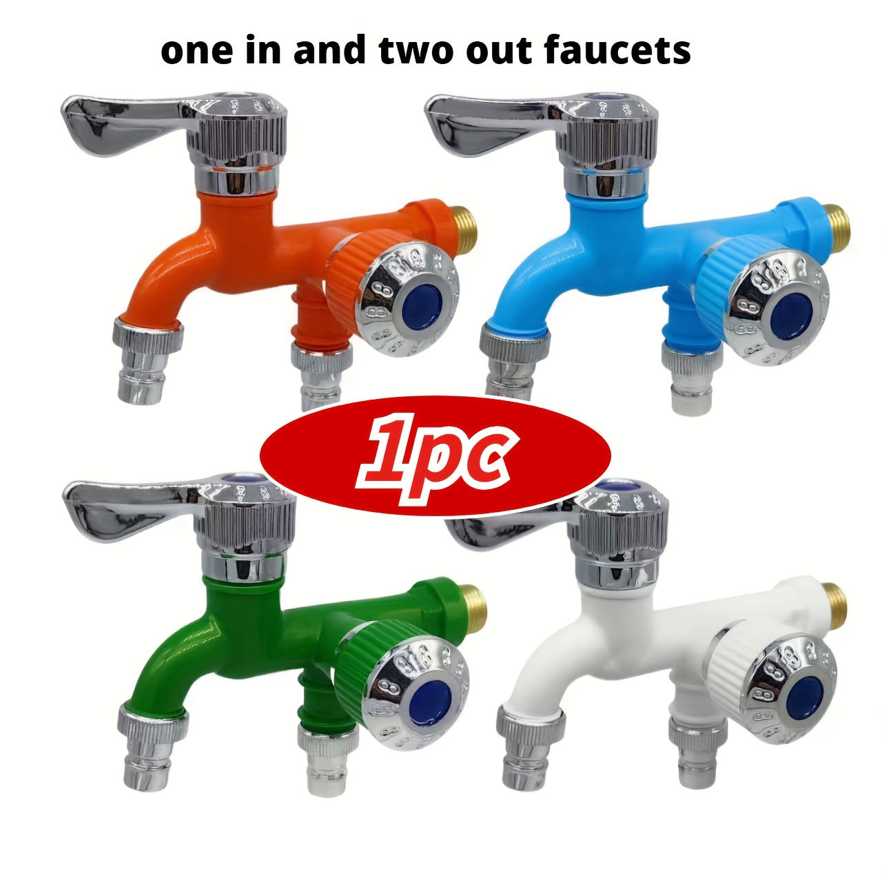 Grifo de doble boquilla de plástico para instalación en balcón, baño y piscina