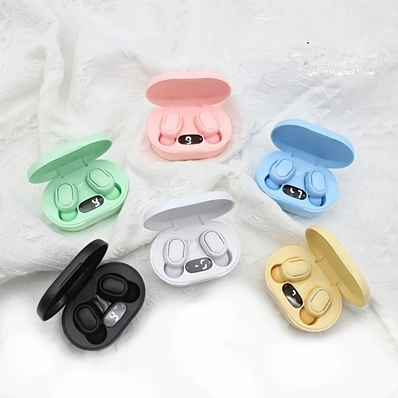 Wireless In-Ear Headphones with Button Control LED Power Display Long Battery Life Compatible with Multiple Devices