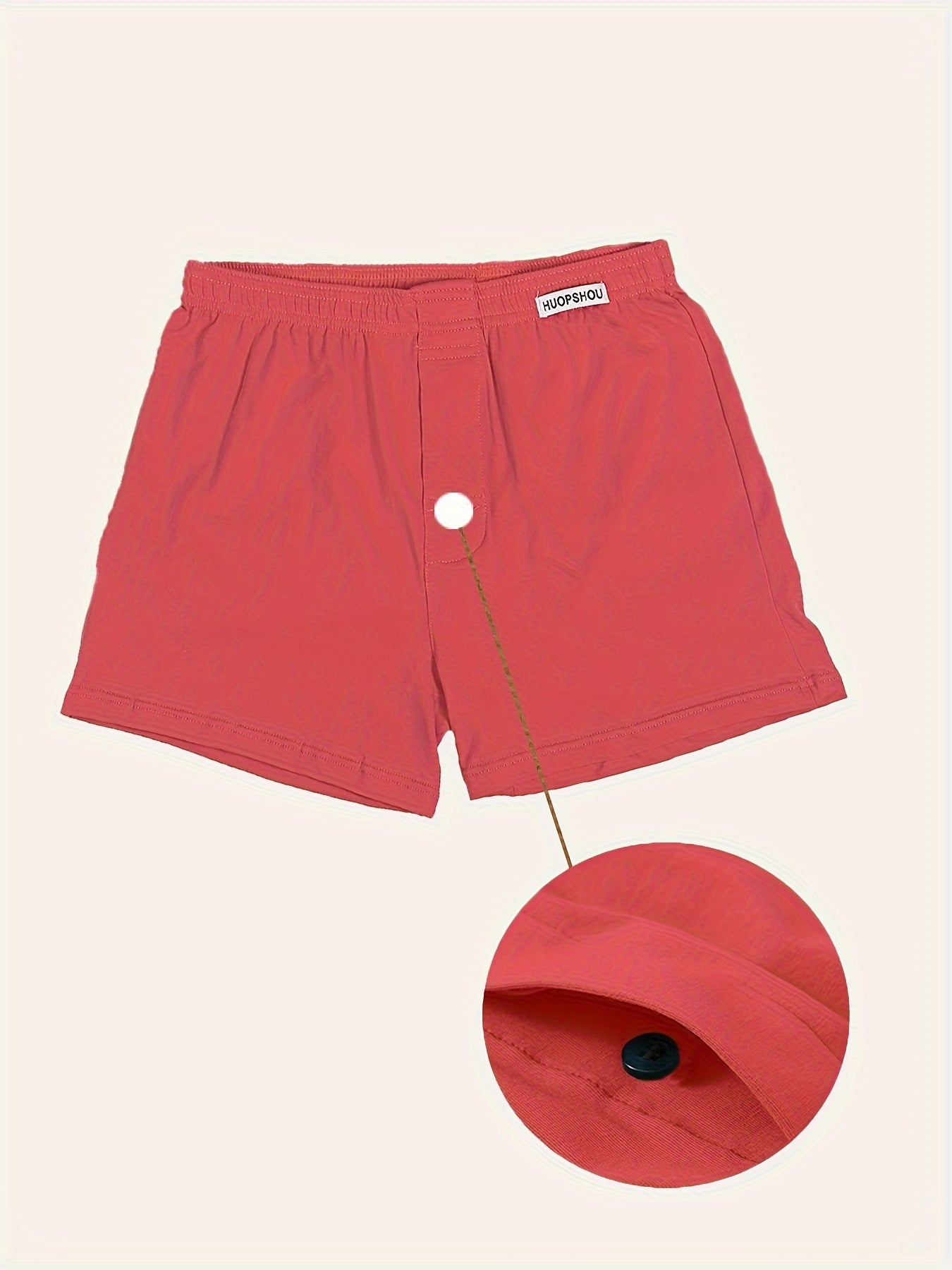 Men's Cotton Boxer Briefs 4-Pack Breathable Solid Color Casual Style