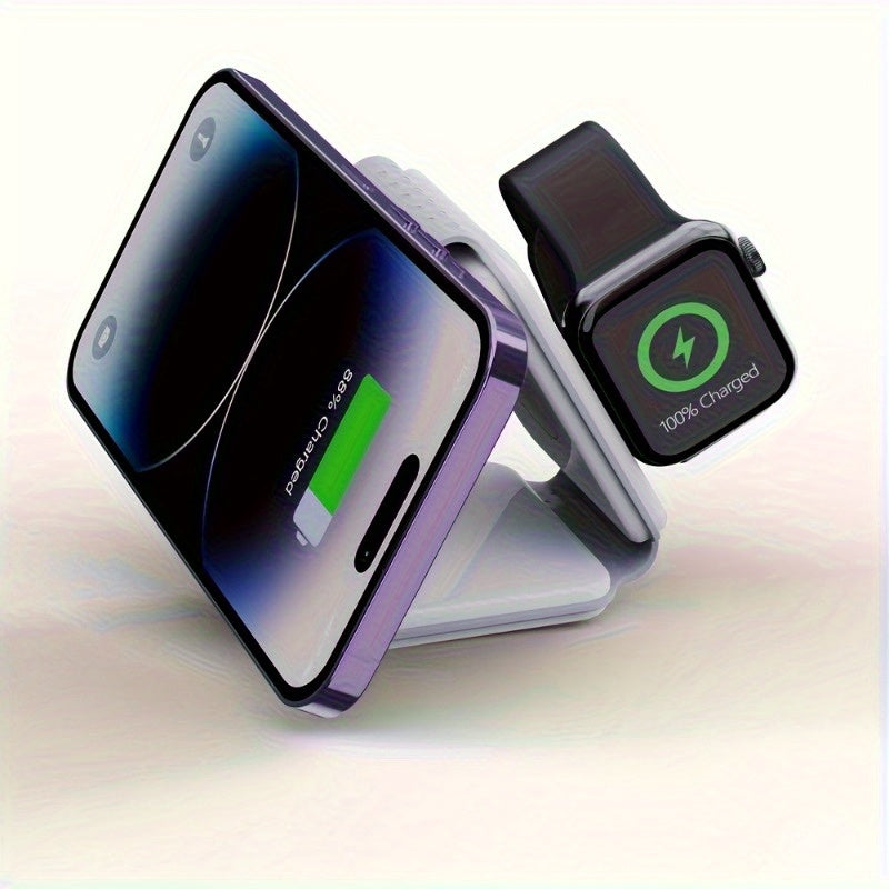 Cargador inalámbrico plegable magnético para iPhone y iWatch con conector USB-C