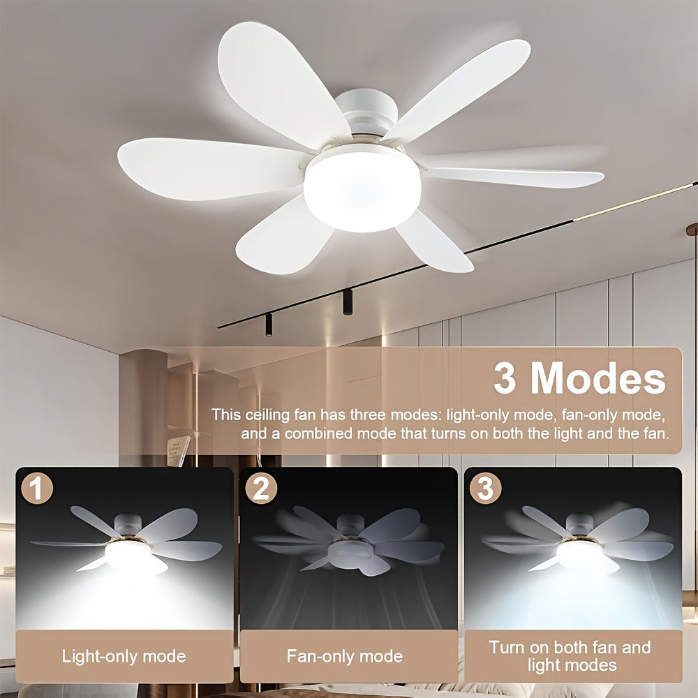 LED Smart Ceiling Fan Light with Remote Control, Timer, 6 Blades, Adjustable Brightness and Color Temperature