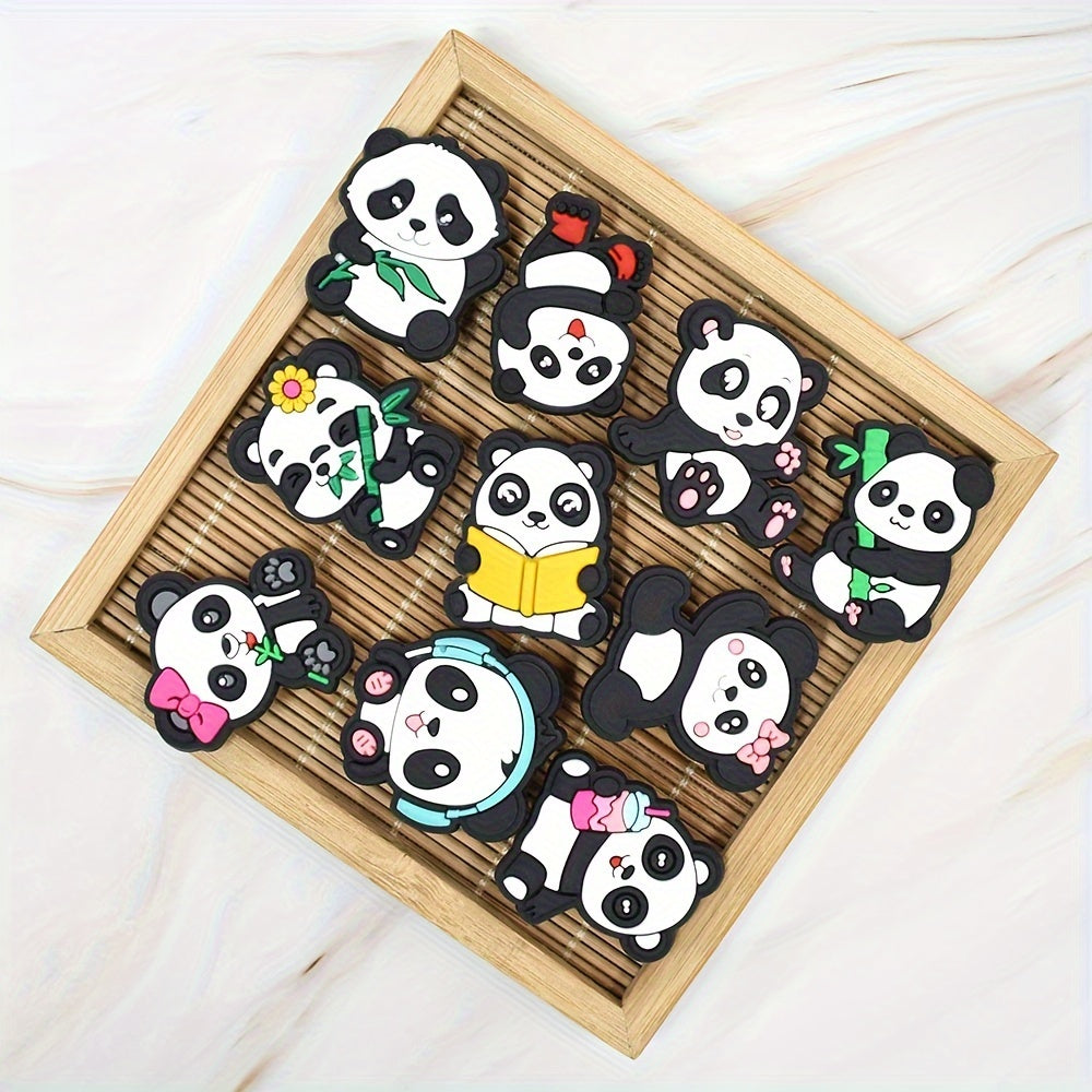 Unisex PVC Panda Shoe Charms Set, Black Eye Animal Shoe Accessories