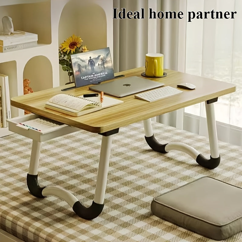Foldable Laptop Desk with Sturdy Fiberboard Material and Spacious Desktop for Dorms and Study