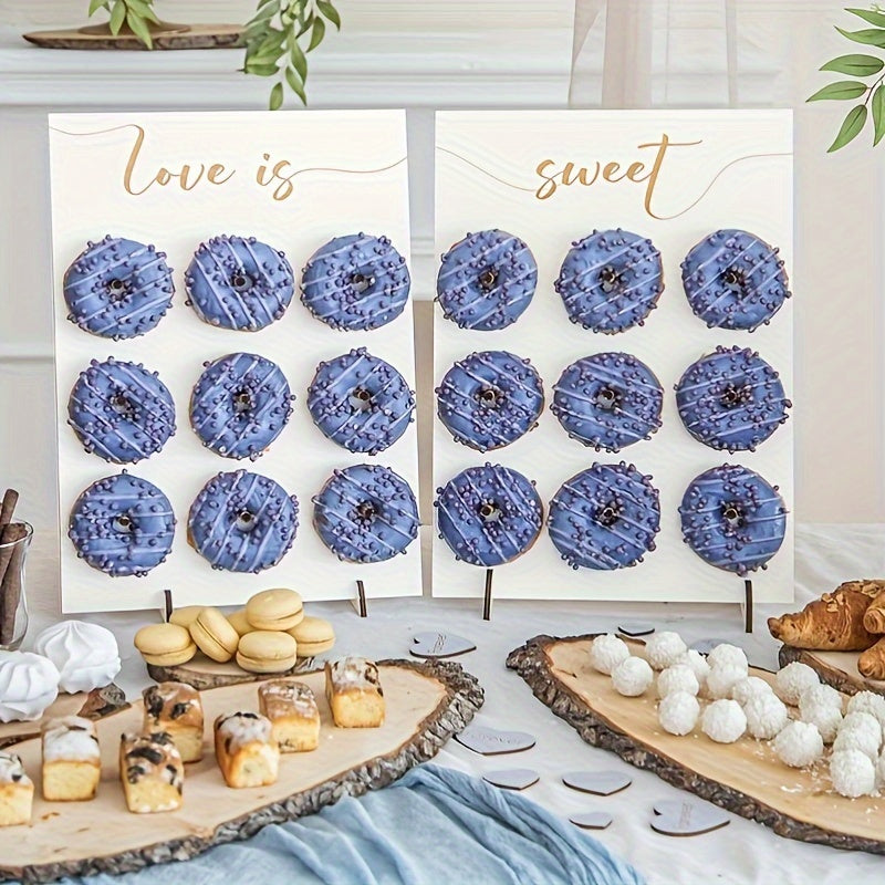 Wooden Donut Wall Stand for Weddings Birthdays and Home Decor with Dessert Shelf