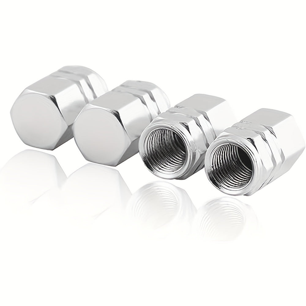 4PCS Aluminum Alloy Hexagon Tire Valve Cap Wheel Dustproof Cover
