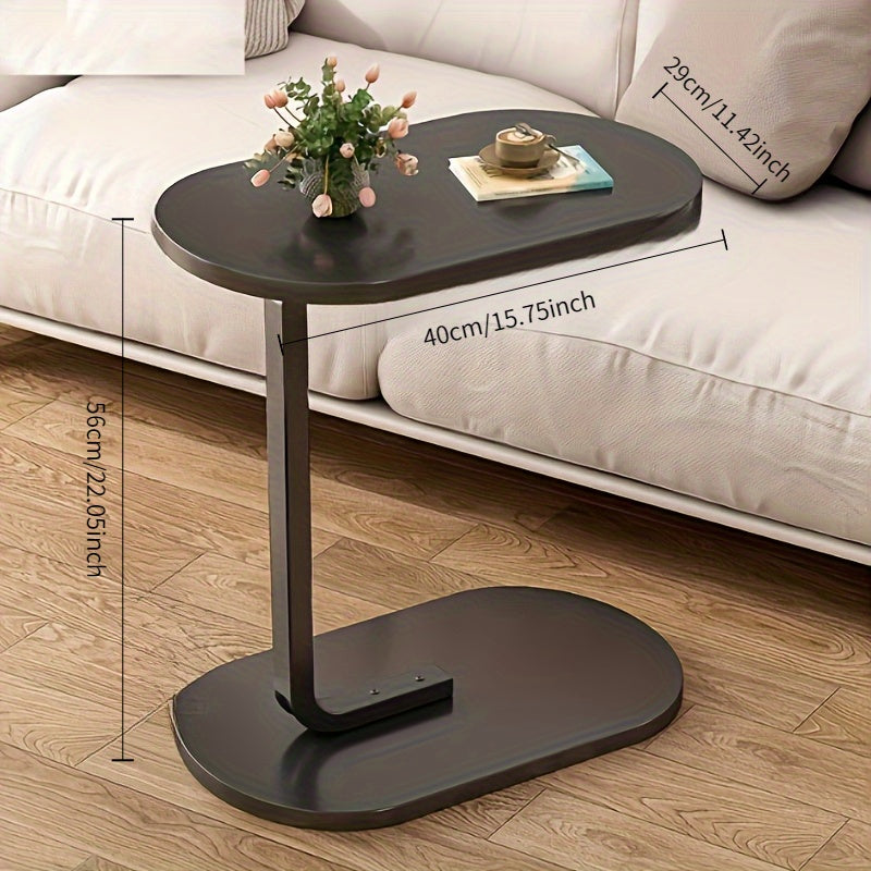 Modern Black Metal C-Shaped Sofa Side Table Portable Durable No Assembly