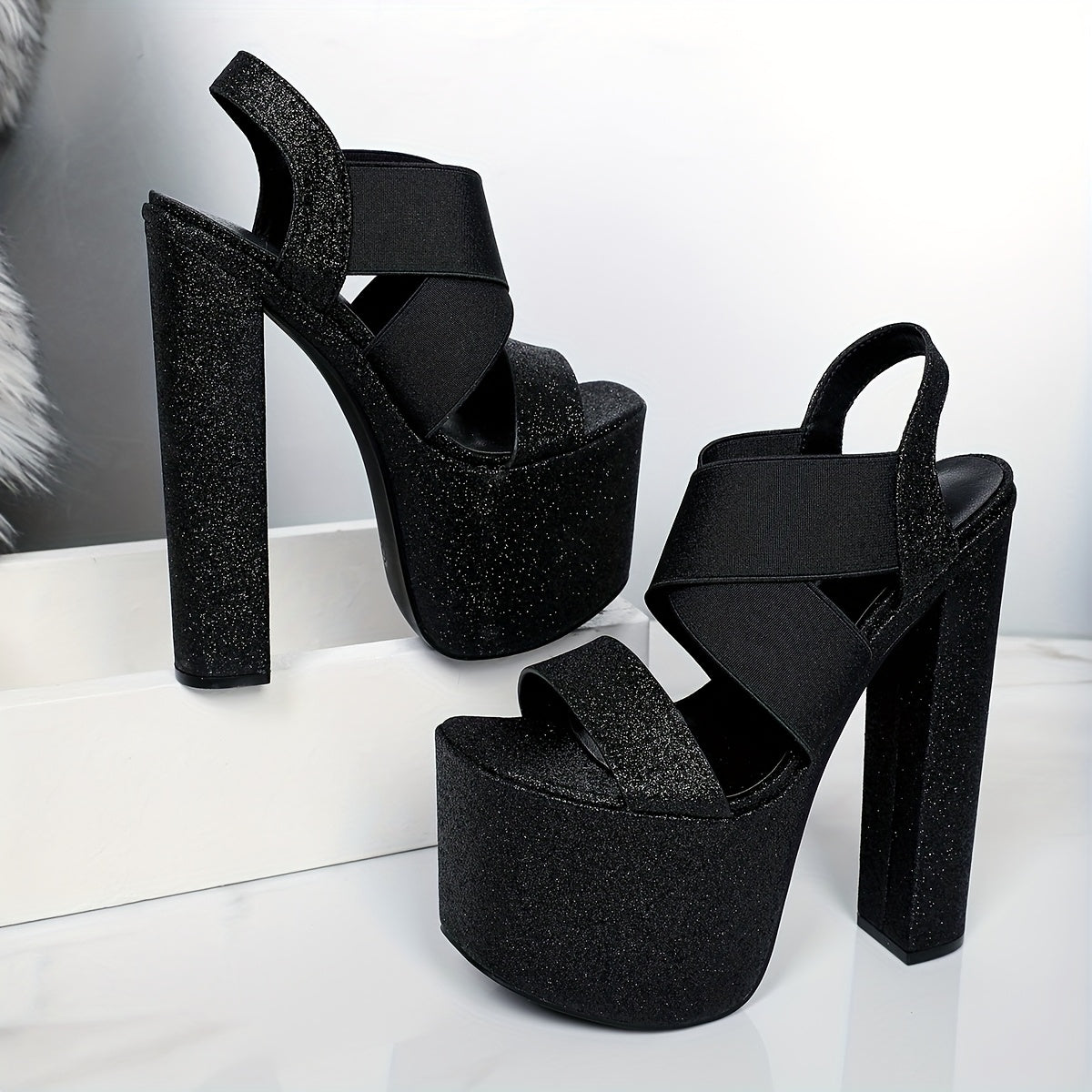 Women's Platform High Heels 19cm Thick Sole Non-Slip TPU Shoes for Party Night Out