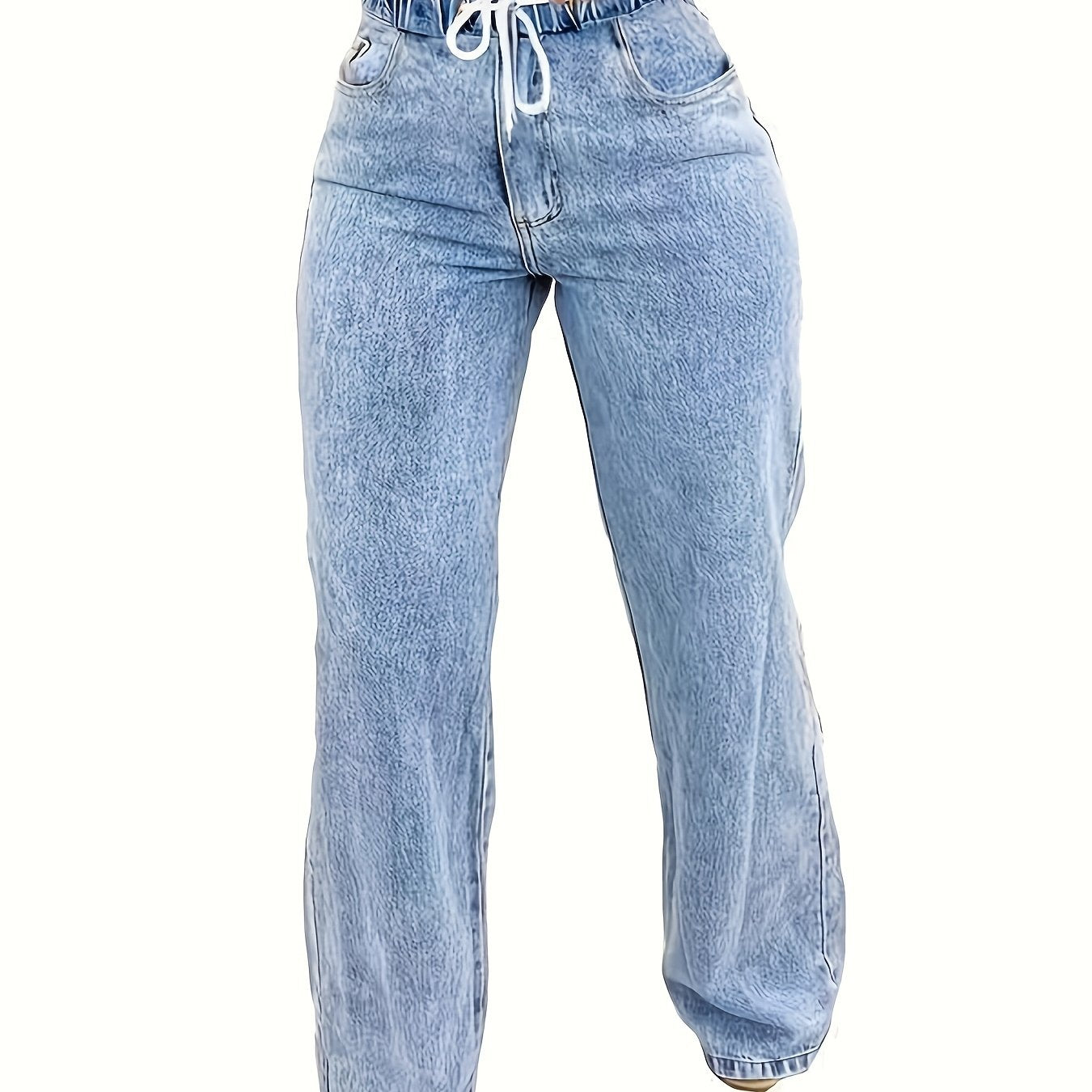 Women's Plus Size High Stretch Denim Jeans Straight Leg Solid Cotton Blend