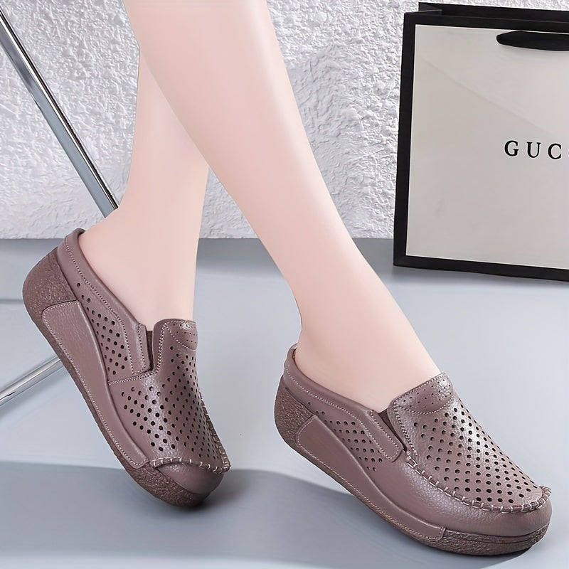 Women's Mesh Clogs Platform Slip-On Shoes Breathable Solid Color