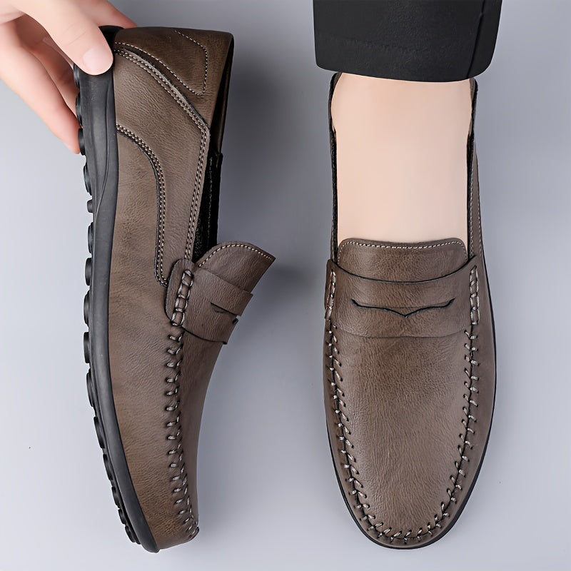 Мужские лоферы однотонные повседневные на резиновой подошве для весны и лета