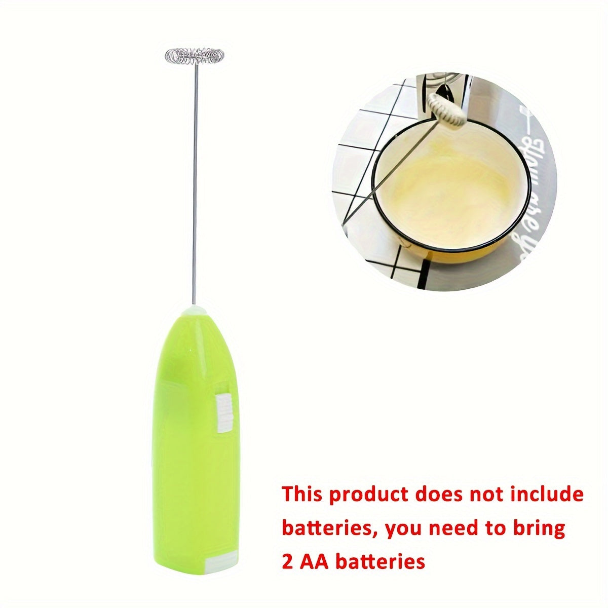 Electric Milk Frother and Egg Beater, Battery Powered, Stainless Steel, Portable Foam Maker for Coffee and Desserts