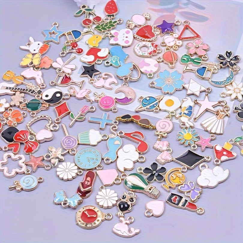 Assorted Jewelry Charms Pack of 30 50 or 100 Flower and Heart Floating Charms