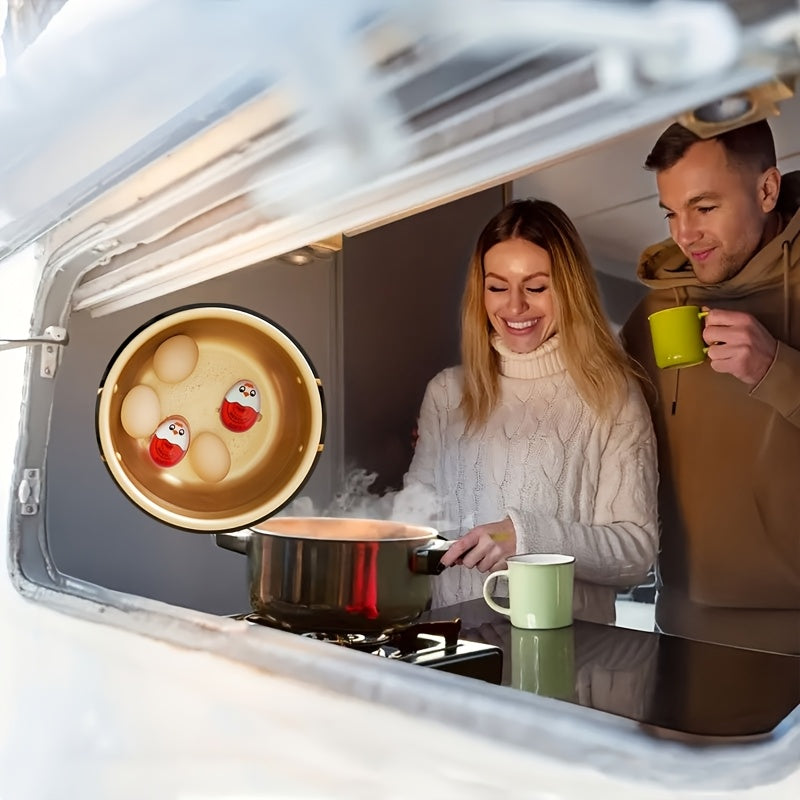 Red and Yellow Color-Changing Egg Timer and Boiled Egg Holder for Soft and Hard Boiled Eggs