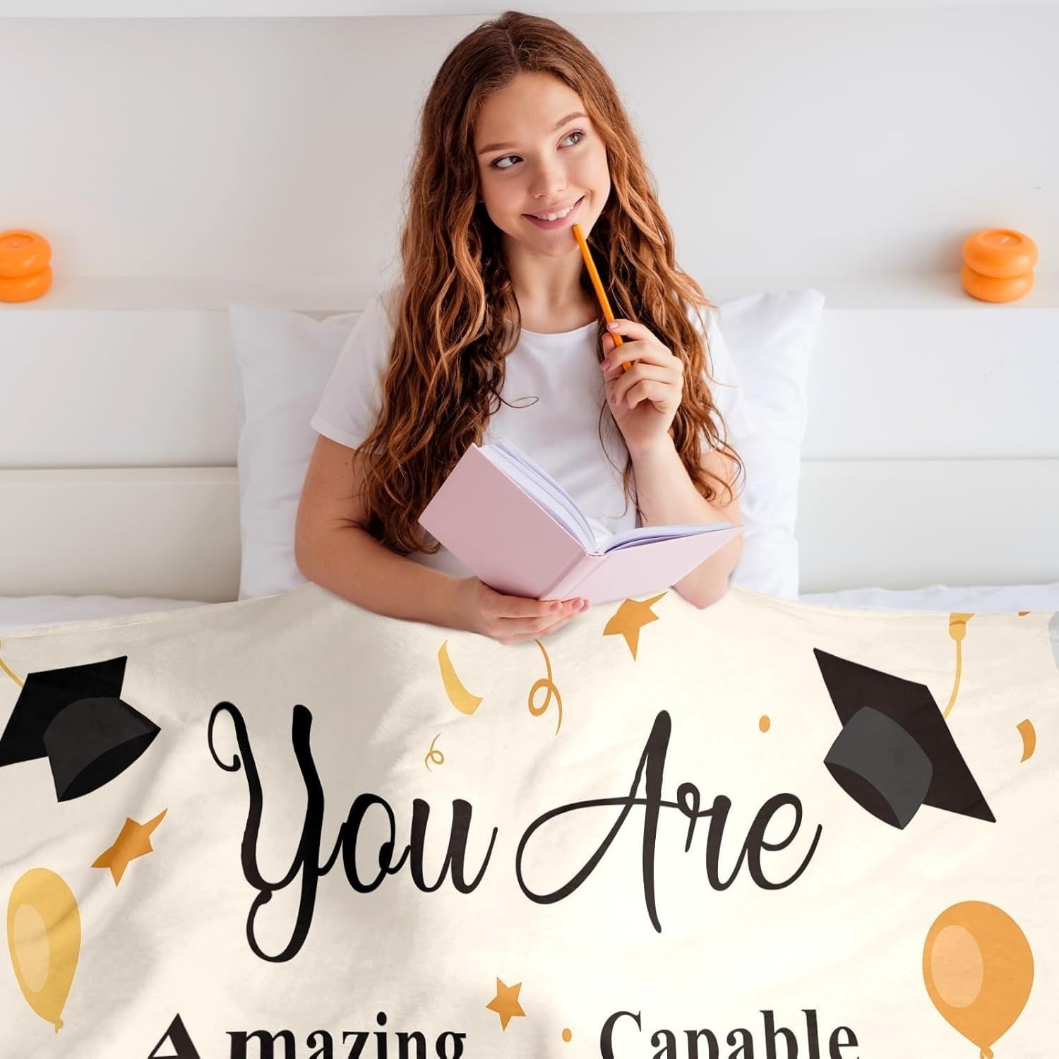 Выпускной плед из мягкого полиэстерового фланели с мотивационными посланиями для всех сезонов