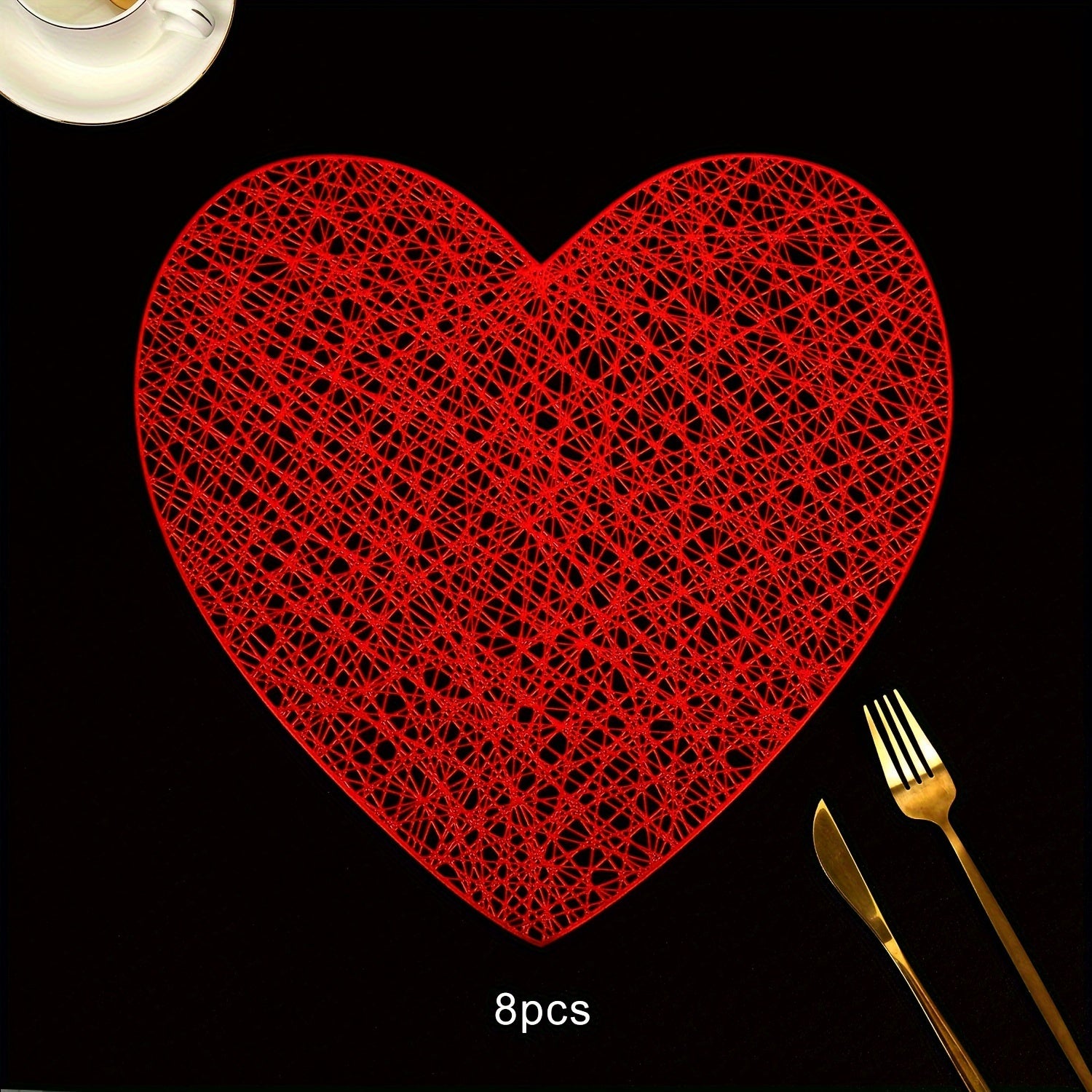 Valentine's Day Tableware Placemats for Restaurant and Hotel Dining Sets of 2 4 6 8 Heat Insulation Anti-Slip