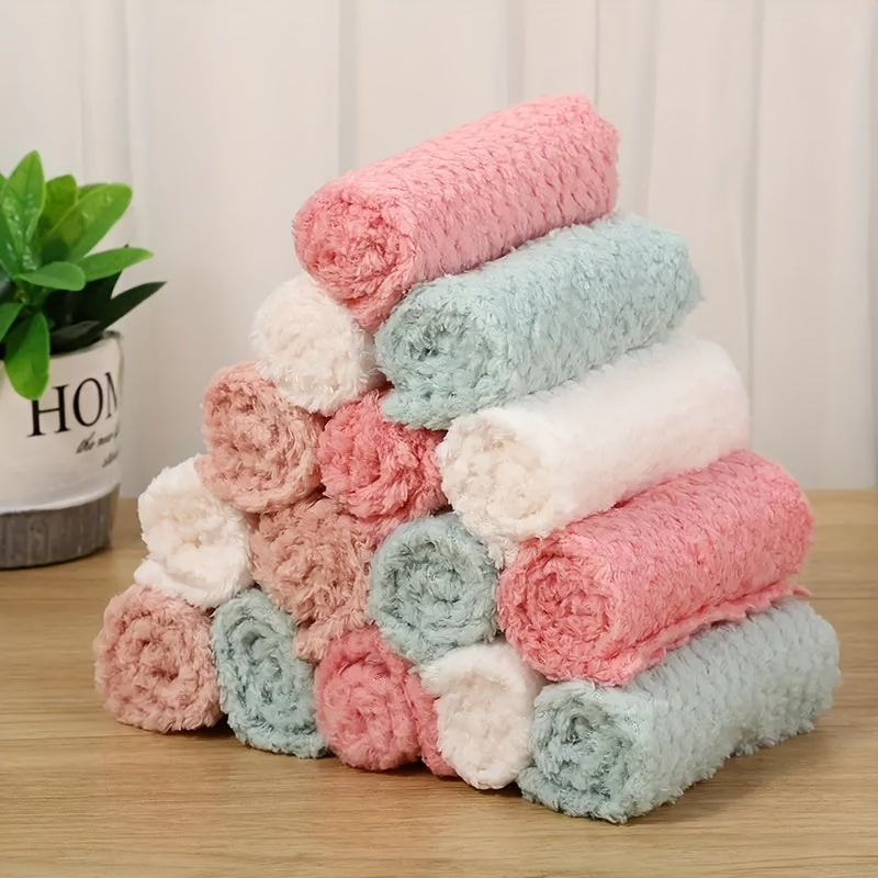 Paños de cocina de felpa coral con diseño de piña, paquete de 10, antideslizantes y absorbentes