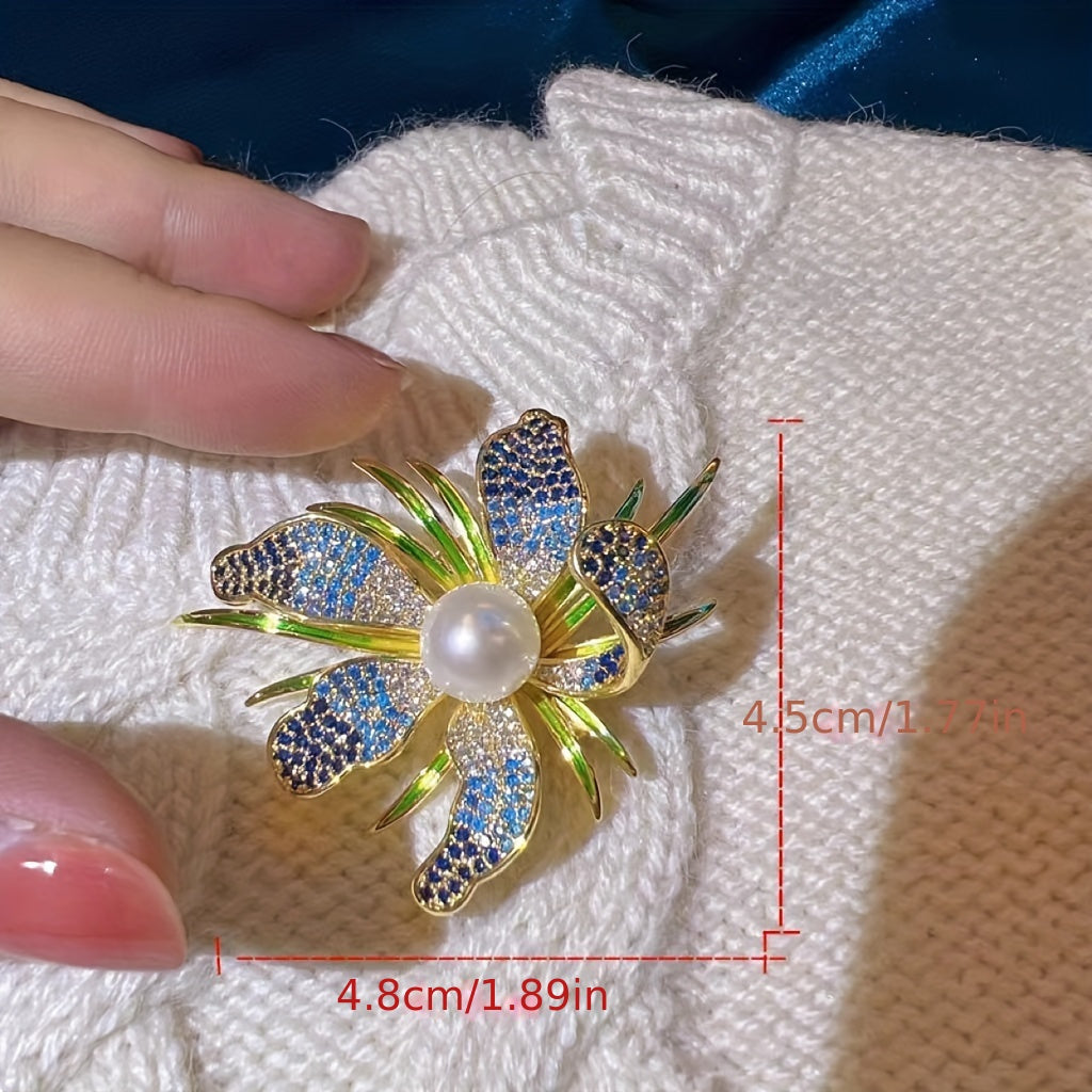 Ayollar uchun sun'iy marjon va rhinestones bilan Peony gul brosh pin