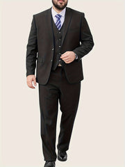 Plus Size Men's Suit Set with Blazer, Waistcoat and Pants for Business and Formal Wear