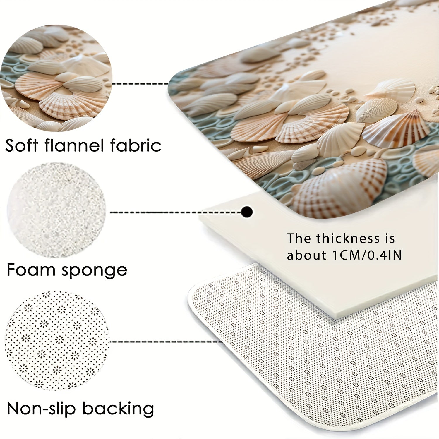 Ocean Coastal Bathroom Rug Non-Slip Floor Mat Washable Small Shower Carpet Nautical Beach Style