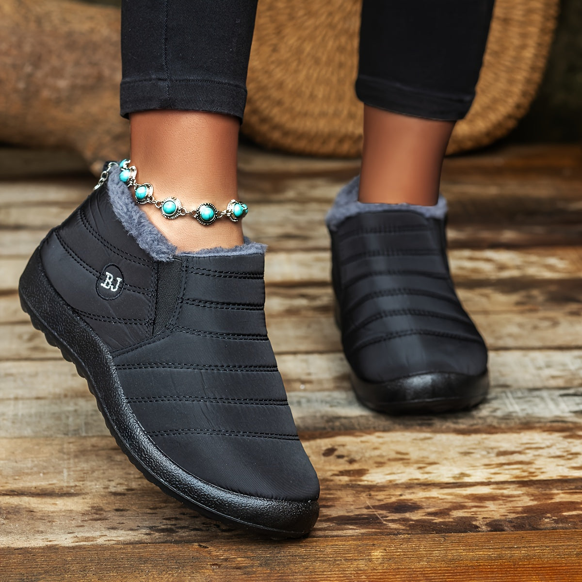 Women's Plush Lined Platform Winter Boots Non-slip Warm Round Toe