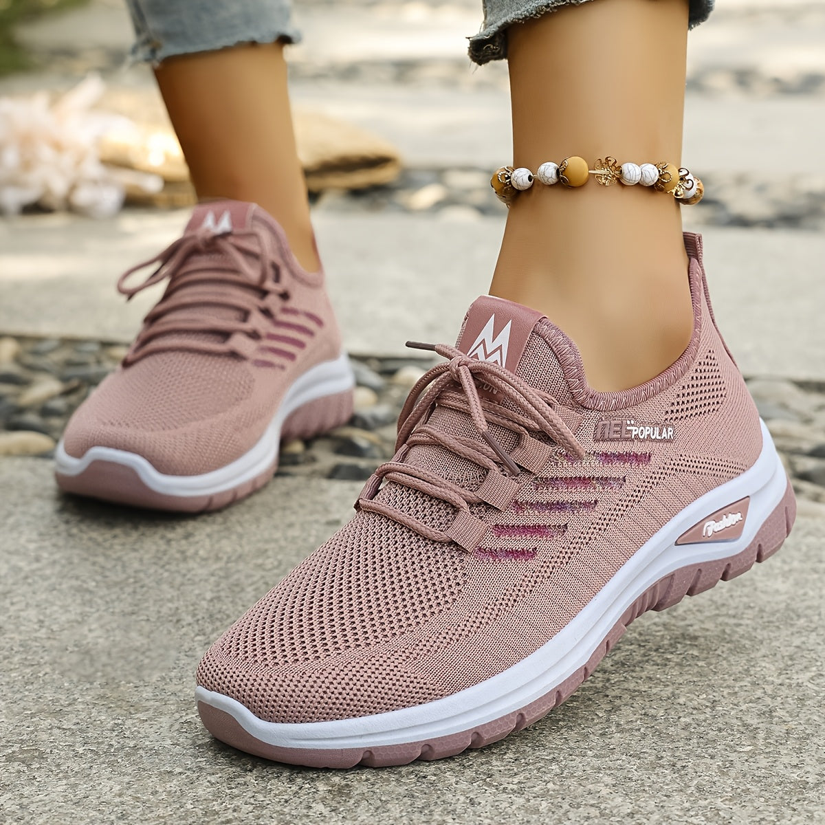 Women's Breathable Light Green Casual Sneakers for Walking and Running