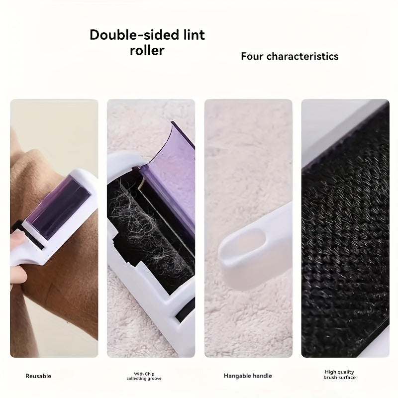Rodillo manual quitapelusas para mascotas para muebles, ropa, alfombras, reutilizable, sin electricidad