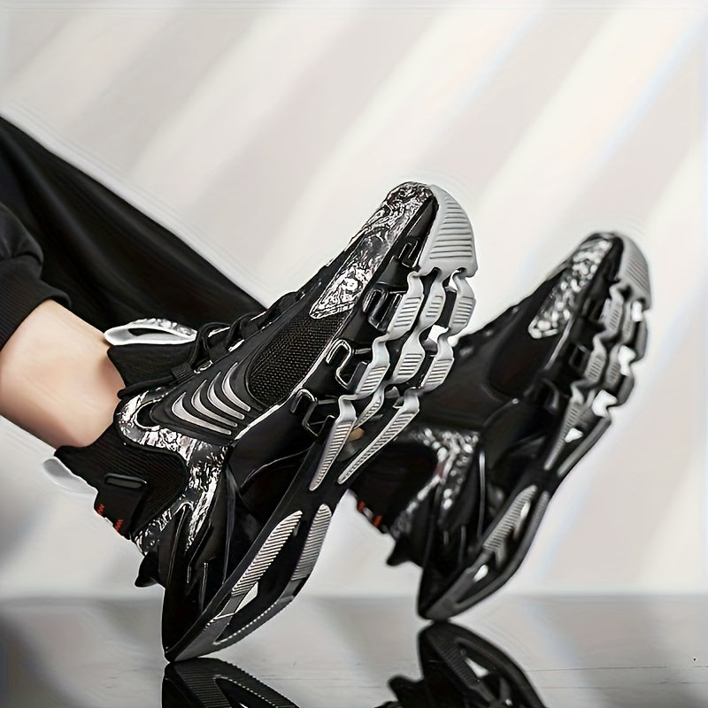 Men's Solid Blade Sneakers Non-Slip Lace-Up Casual Running Outdoor Shoes